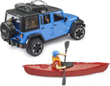 Bruder - Jeep Wrangler Rubicon with kayak and kayaker